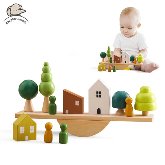 Wooden Montessori Forest Stacking Blocks